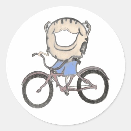 Donut rijden op een fiets ronde sticker (Voorkant)