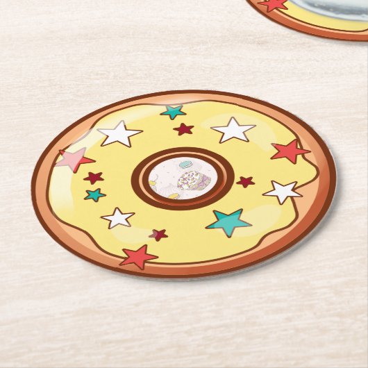 Donut Ronde Kartonnen Onderzetter (Gebogen)