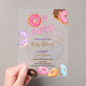 Donut roze Baby shower Acryl Uitnodigingen (Insitu (Draagbaar))