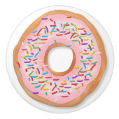 Donut Roze Bevroren Sprinkles Cute Food | Doughnut Keramische Knop (Voorkant)