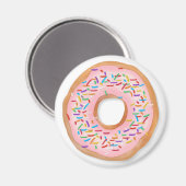 Donut Roze Bevroren Sprinkles Cute Food | Doughnut Magneet (Voorkant / Achterkant)