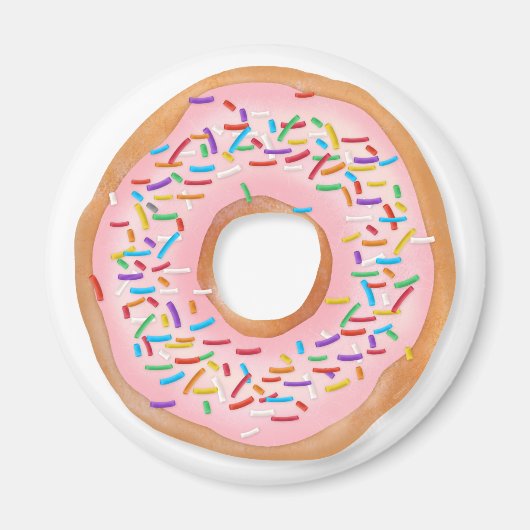 Donut Roze Bevroren Sprinkles Cute Food | Doughnut Magneet (Voorkant)