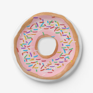 Donut Roze Bevroren Sprinkles Cute Food Doughnut Papieren Bordje