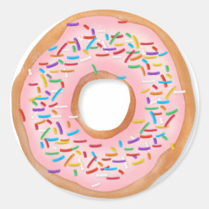 Donut Roze Bevroren Sprinkles Cute Food Doughnut Ronde Sticker