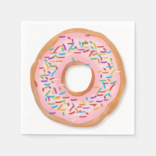 Donut Roze Bevroren Sprinkles Cute Food | Doughnut Servet (Voorkant)