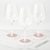 Donut Roze Bevroren Sprinkles Cute Food | Doughnut Wijnglaslabel (Set)