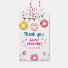 Donut roze Birthday Bedankt a Gift Labels