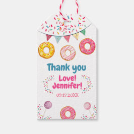 Donut roze Birthday Bedankt a Gift Labels Cadeaulabel