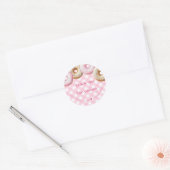 Donut | Roze Gingham Meisje Baby shower Dank u Ronde Sticker (Envelop)