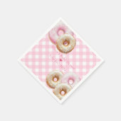 Donut | Roze Gingham Meisje Baby shower Servet (Hoek)