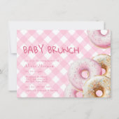 Donut | Roze Gingham Meisje Baby shower Uitnodigin Kaart (Voorkant)