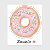 Donut Roze Glazuur Spikkels Cute Eten | Doughnut Sticker (Vel)