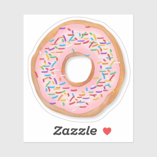 Donut Roze Glazuur Spikkels Cute Eten | Doughnut Sticker (Vel)