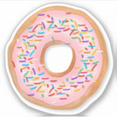 Donut Roze Glazuur Spikkels Cute Eten | Doughnut Sticker (Voorkant)