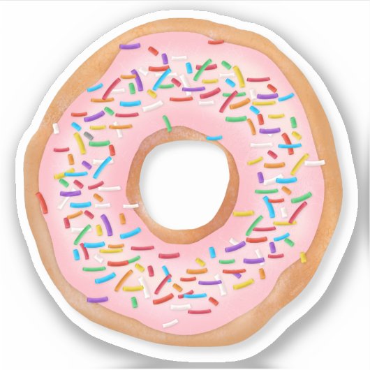 Donut Roze Glazuur Spikkels Cute Eten | Doughnut Sticker (Voorkant)