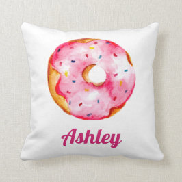 Donut roze regenboog sprinkles kussen