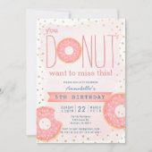 Donut Roze x Gouden Meisje Verjaardag Kaart (Voorkant)