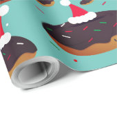 Donut Santa Hats Pattern Kerstmis Cadeaupapier (Rol Hoek)