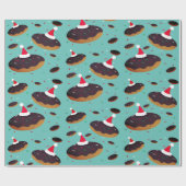 Donut Santa Hats Pattern Kerstmis Cadeaupapier (Vlak)