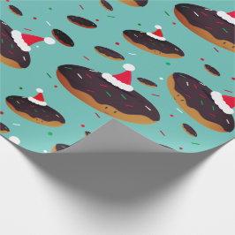 Donut Santa Hats Pattern Kerstmis Cadeaupapier