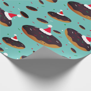 Donut Santa Hats Pattern Kerstmis Cadeaupapier
