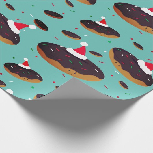Donut Santa Hats Pattern Kerstmis Cadeaupapier (Hoek)