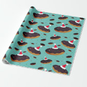 Donut Santa Hats Pattern Kerstmis Cadeaupapier (Uitgerold)