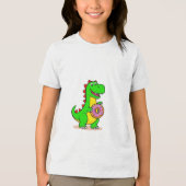 Donut-Saurus Rex – Schattige dinosaurus met Donut Tri-Blend Shirt (Voorkant)