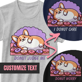 Donut Schattige Corgi Custom Text T-Shirt