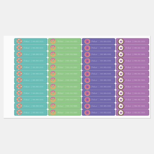 Donut School Class Lunch Naam Nummer Labels (Vel)