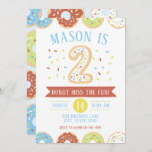 Donut Second Birthday Invitation Kaart (Voorkant / Achterkant)
