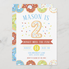 Donut Second Birthday Invitation Kaart