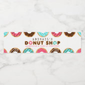 Donut Shop Birthday Party Waterfles Etiket (Enkel label)