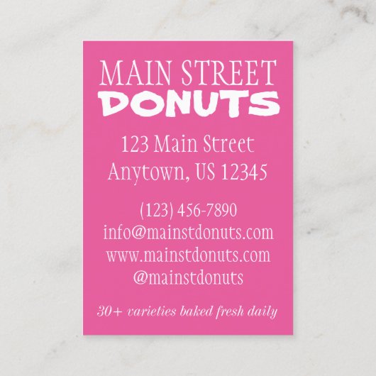 Donut Shop Donuts Doughnuts Breakfast food bakery Visitekaartje (Achterkant)