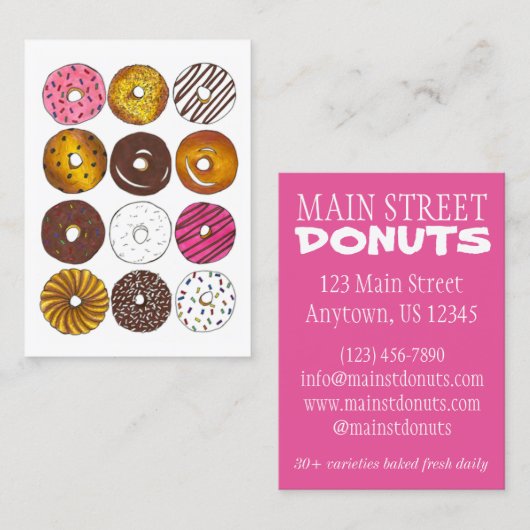 Donut Shop Donuts Doughnuts Breakfast food bakery Visitekaartje (Voorkant / Achterkant)