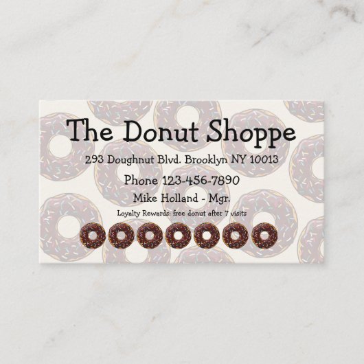 Donut Shop Doughnut Loyalty Kaarten (Voorkant)