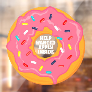 Donut Shop Hulp Gewenst Aanmelden Binnen Donut Hol Raamsticker