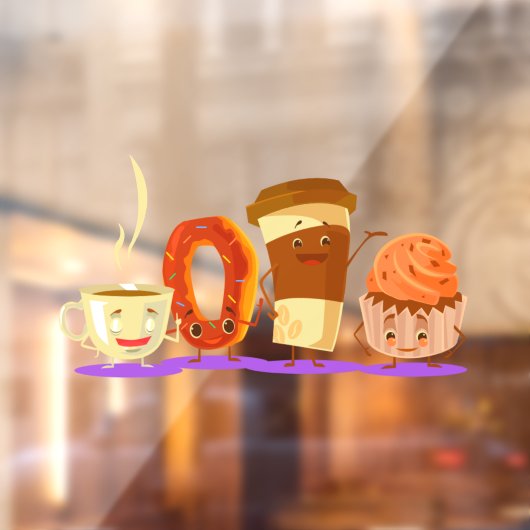 Donut Shop Koffie Donut of Cupcake Advertentie Raamsticker (Vel 2)