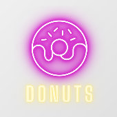 Donut Shop Neon Raamsticker (Vel)