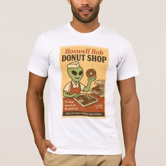Donut Shop Roswell Aliens 1950's Retro T-shirt (Voorkant)