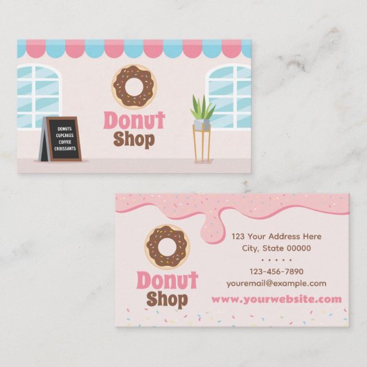 Donut Shop Sprinkles Visitekaartje (Voorkant / Achterkant)