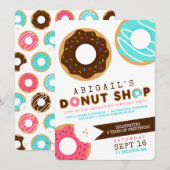 Donut Shop Uitnodiging voor verjaardagsfeest (Voorkant / Achterkant)