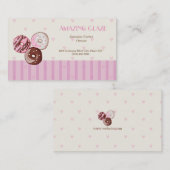 Donut Shop Visitekaartje Cute Pink Hearts (Voorkant / Achterkant)