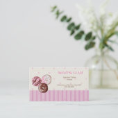 Donut Shop Visitekaartje Cute Pink Hearts (Staand voorkant)