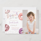 Donut Silver Donut Birthday-uitnodigingen met foto Kaart (Voorkant)