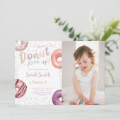 Donut Silver Donut Birthday-uitnodigingen met foto Kaart (Staand voorkant)