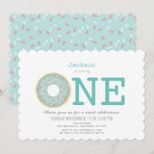 Donut Simple Mint Green Boy 1e verjaardag Kaart (Voorkant / Achterkant)