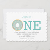 Donut Simple Mint Green Boy 1e verjaardag Kaart (Voorkant)
