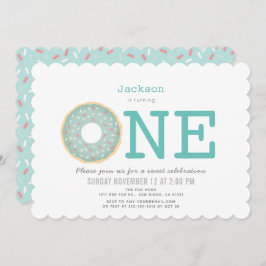 Donut Simple Mint Green Boy 1e verjaardag Kaart