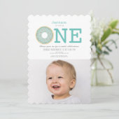 Donut Simple Mint Green Boy Foto 1e verjaardag Kaart (Staand voorkant)